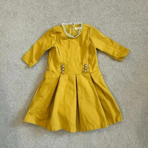 Goldy Belle Yellow Long Sleeve Pleated Dress Kids Girls Size XS